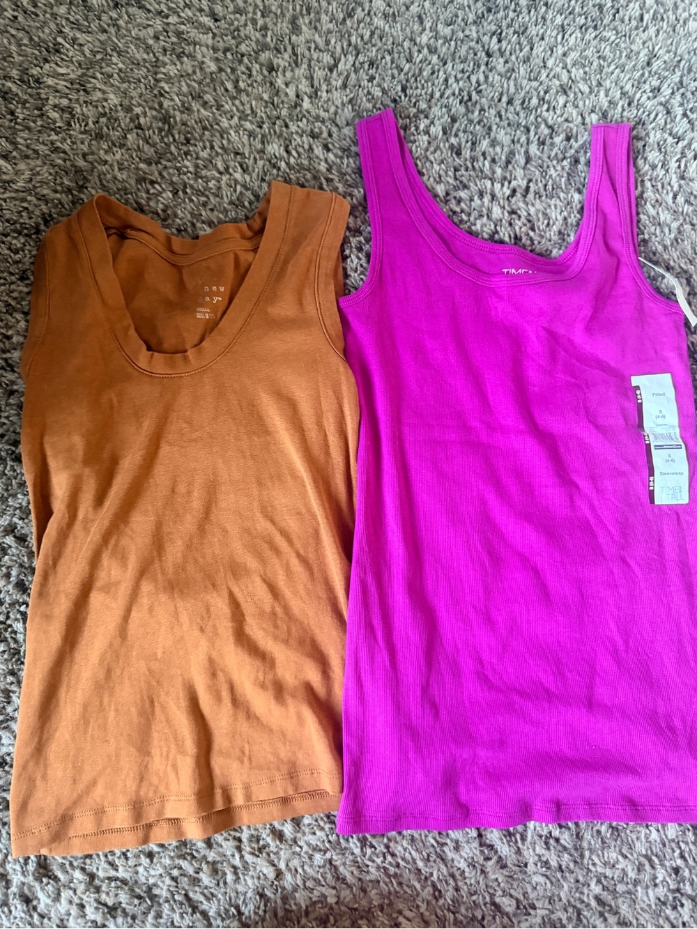 Women's Bright Pink Tank Top by Time and Tru and  rust orange scoop tank